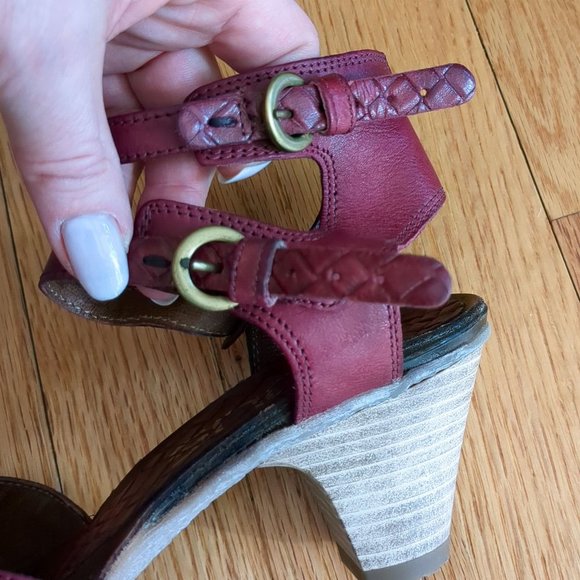 Mjus Leather Ankle Strap Heeled Strappy Distressed Red Sandals size 7.5 - Picture 13 of 14